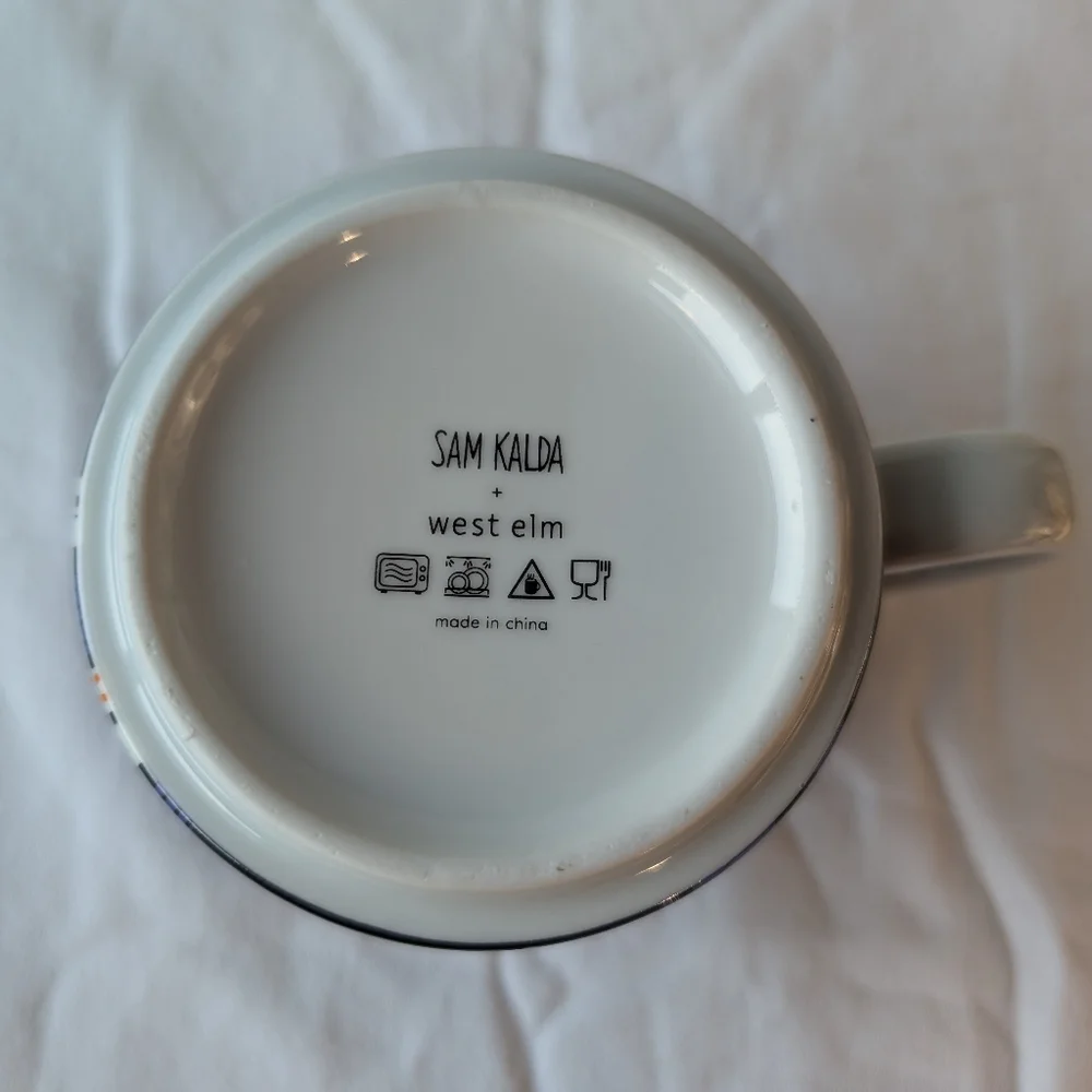 West Elm Sam Kalda ASCPA Pets In Windows City Night Skyline Mug Cup